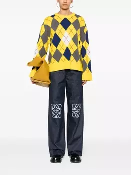 Шерстяной джемпер с узором аргайл LOEWE, желтый