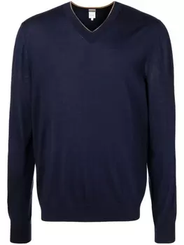 Шерстяной джемпер с V-образным вырезом Paul Smith, синий