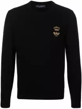 Шерстяной джемпер с вышивкой DOLCE & GABBANA, черный