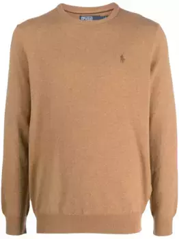 Шерстяной джемпер с вышивкой Polo Pony POLO RALPH LAUREN, коричневый