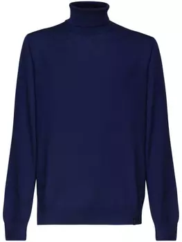 Шерстяной джемпер с высоким воротом Fay, синий