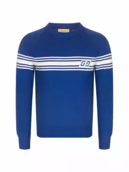 Шерстяной джемпер Square GG Gucci, тёмно-синий