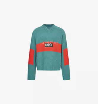 Шерстяной джемпер свободного покроя с V-образным вырезом Martine Rose, зеленый