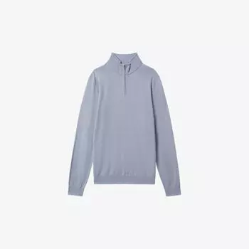 Шерстяной джемпер узкого кроя Blackhall с полумолнией Reiss, синий
