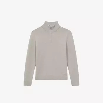 Шерстяной джемпер узкого кроя Tempo с полумолнией Reiss, цвет oatmeal melange