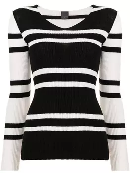 Шерстяной джемпер в полоску Lorena Antoniazzi, черный