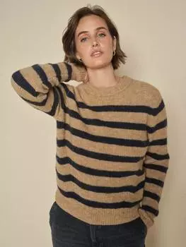 Шерстяной джемпер в тонкую полоску от thora MOS MOSH, цвет Tannin