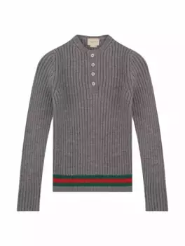 Шерстяной джемпер Web Gucci, серый