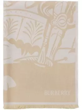 Шерстяной хлопковый шарф EKD Burberry, бежевый
