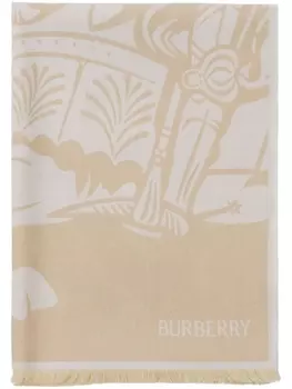 Шерстяной хлопковый шарф EKD Burberry, бежевый