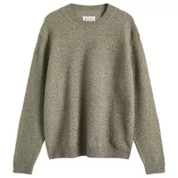 Шерстяной хлопковый вязаный свитер с круглым вырезом Maison Margiela, зеленый