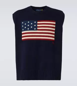 Шерстяной и хлопковый жилет-свитер Polo Ralph Lauren, Hunter Navy