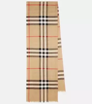 Шерстяной и шелковый шарф Burberry, Archive Beige