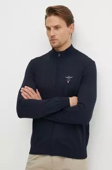 Шерстяной кардиган Aeronautica Militare, темно-синий