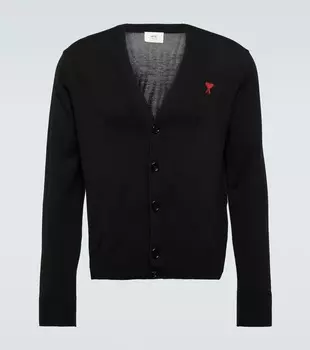 Шерстяной кардиган ami de cur Ami Paris, черный