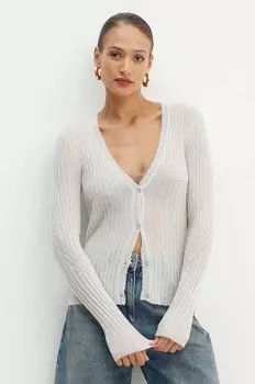 Шерстяной кардиган Boss Orange, серый