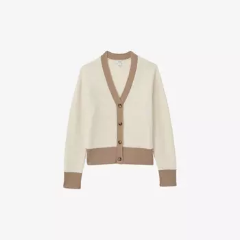 Шерстяной кардиган Brie с цветными блоками на пуговицах Reiss, бежевый