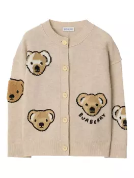 Шерстяной кардиган Burberry Kids Thomas Bear, нейтральный