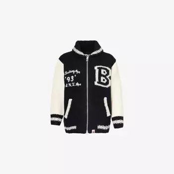 Шерстяной кардиган Cowichan с двумя прорезными карманами A Bathing Ape, черный