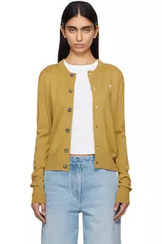 Шерстяной кардиган цвета хаки Ami de Coeur AMI Paris