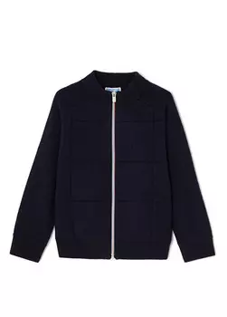 Шерстяной кардиган для мальчика на молнии Jacadi Paris, синий