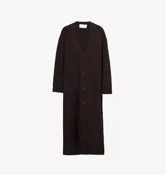 Шерстяной кардиган Emi с v-образным вырезом и длинными рукавами The Frankie Shop, коричневый