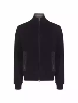 Шерстяной кардиган на молнии Herno, тёмно-синий