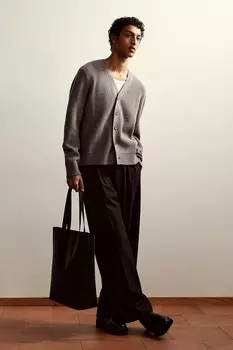 Шерстяной кардиган обычного кроя H&M, серый