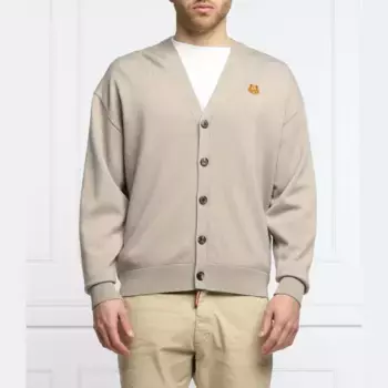 Шерстяной кардиган оверсайз Kenzo, бежевый