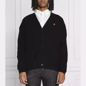 Шерстяной кардиган Paris обычного кроя Kenzo, черный