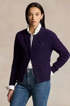 Шерстяной кардиган Polo Ralph Lauren, фиолетовый