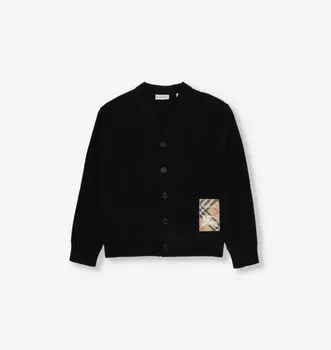Шерстяной кардиган Romie ekd-patch 4-14 лет Burberry, черный