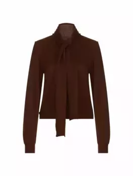 Шерстяной кардиган с бантом LEMAIRE, коричневый