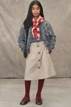 Шерстяной кардиган с цветочной вышивкой ZARA, серый