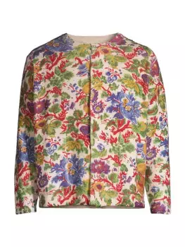 Шерстяной кардиган с цветочным принтом и бисером Bode, мультиколор