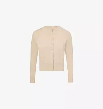 Шерстяной кардиган с круглым вырезом и отделкой в рубчик Maison Margiela, цвет walnut