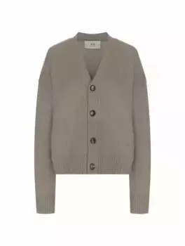 Шерстяной кардиган с логотипом AMI PARIS, зелёный