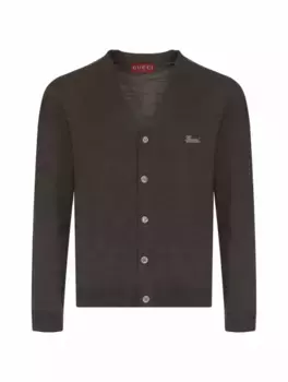 Шерстяной кардиган с логотипом Gucci, серый