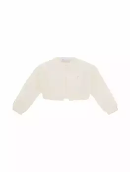 Шерстяной кардиган с логотипом Monnalisa, бежевый