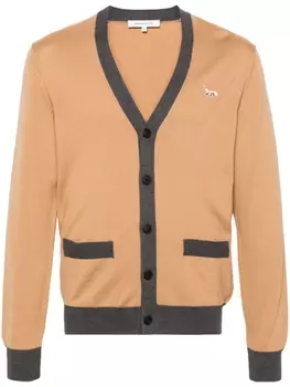 Шерстяной кардиган с нашивкой Baby Fox Maison Kitsun, бежевый