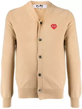 Шерстяной кардиган с нашивкой-логотипом Comme Des Garons, коричневый