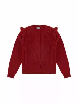 Шерстяной кардиган с помпонами Il Gufo, красный