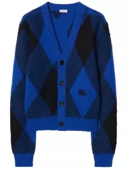 Шерстяной кардиган с узором аргайл Burberry, синий