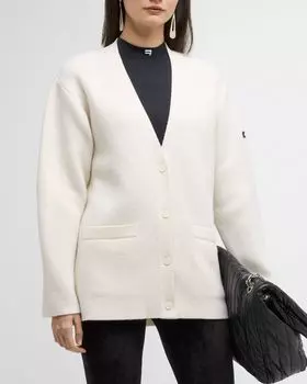 Шерстяной кардиган с V-образным вырезом Balenciaga, цвет 9000 White