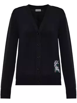 Шерстяной кардиган с V-образным вырезом Burberry, черный