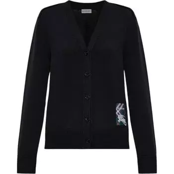 Шерстяной кардиган с V-образным вырезом Burberry, черный
