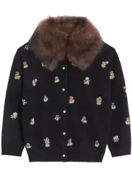 Шерстяной кардиган с вышивкой VALENTINO GARAVANI, черный