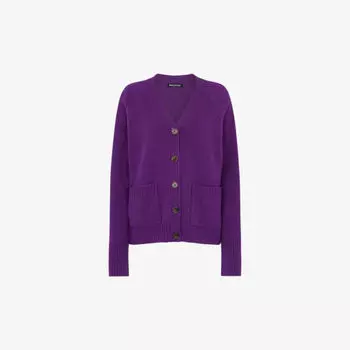 Шерстяной кардиган свободного кроя с накладными карманами Whistles, фиолетовый