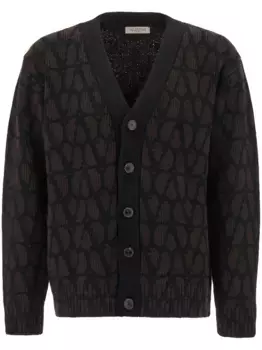 Шерстяной кардиган Toile Iconographe VALENTINO GARAVANI, коричневый