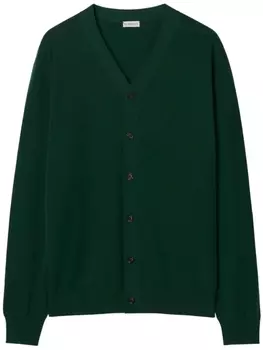 Шерстяной кардиган тонкой вязки Burberry, зеленый